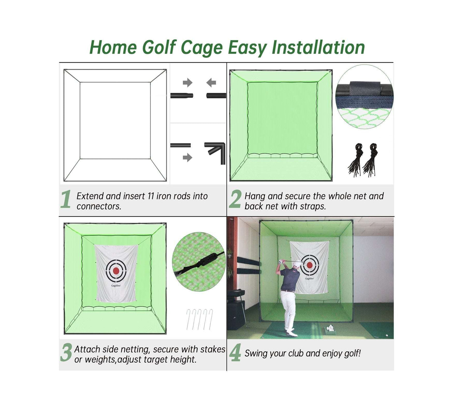 Kapler Golf Hitting Cage 8x8x8ft