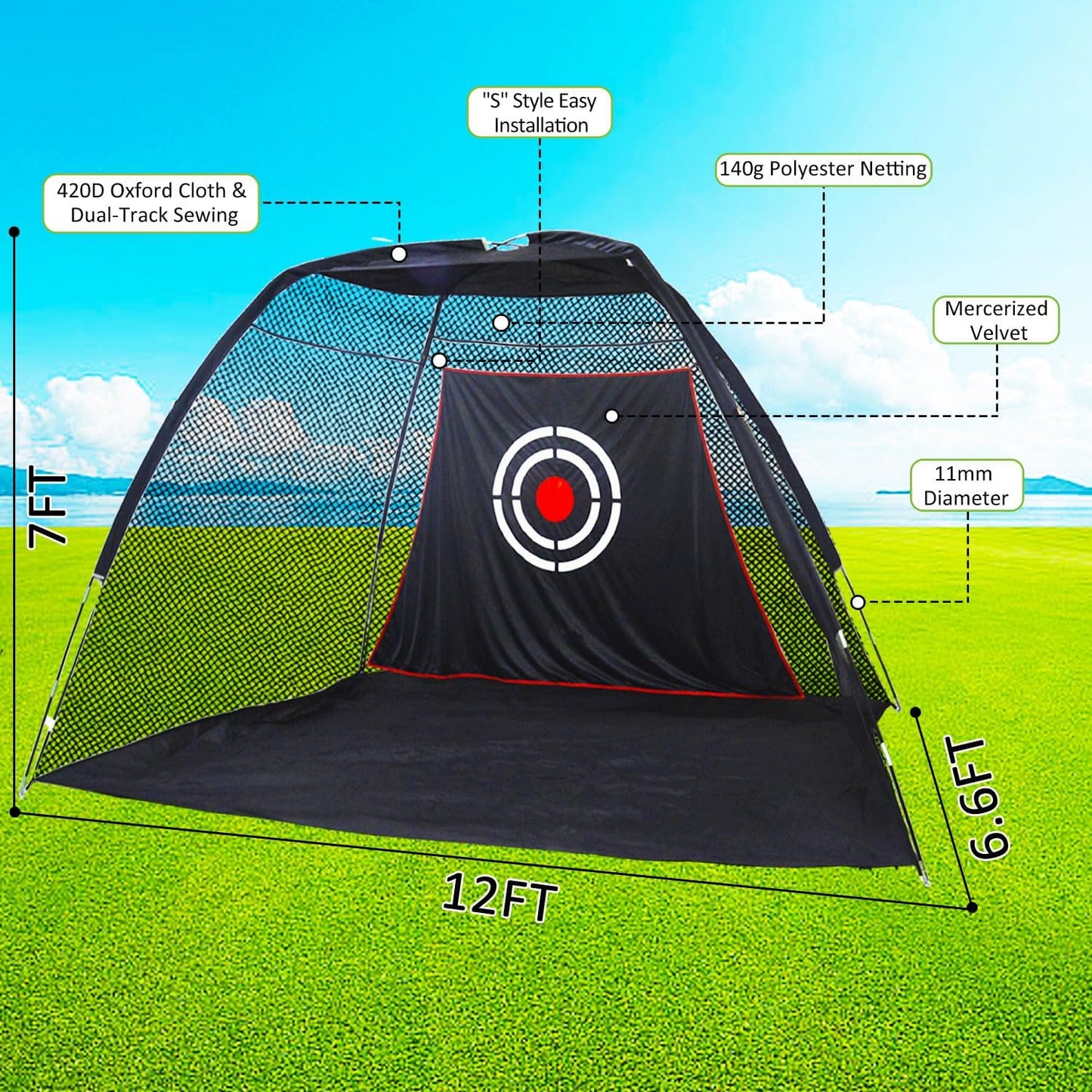 Kapler Driving Golf Net 12x7x6.6ft