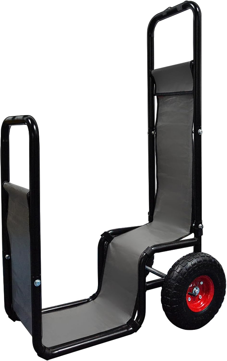 Kapler Firewood Log Cart - 250 LB Capacity w/Rubber Wheels & 600D Oxford Cloth - Heavy Duty Steel Dolly Hauler for Indoor Outdoor Fireplace Fire Pit Use