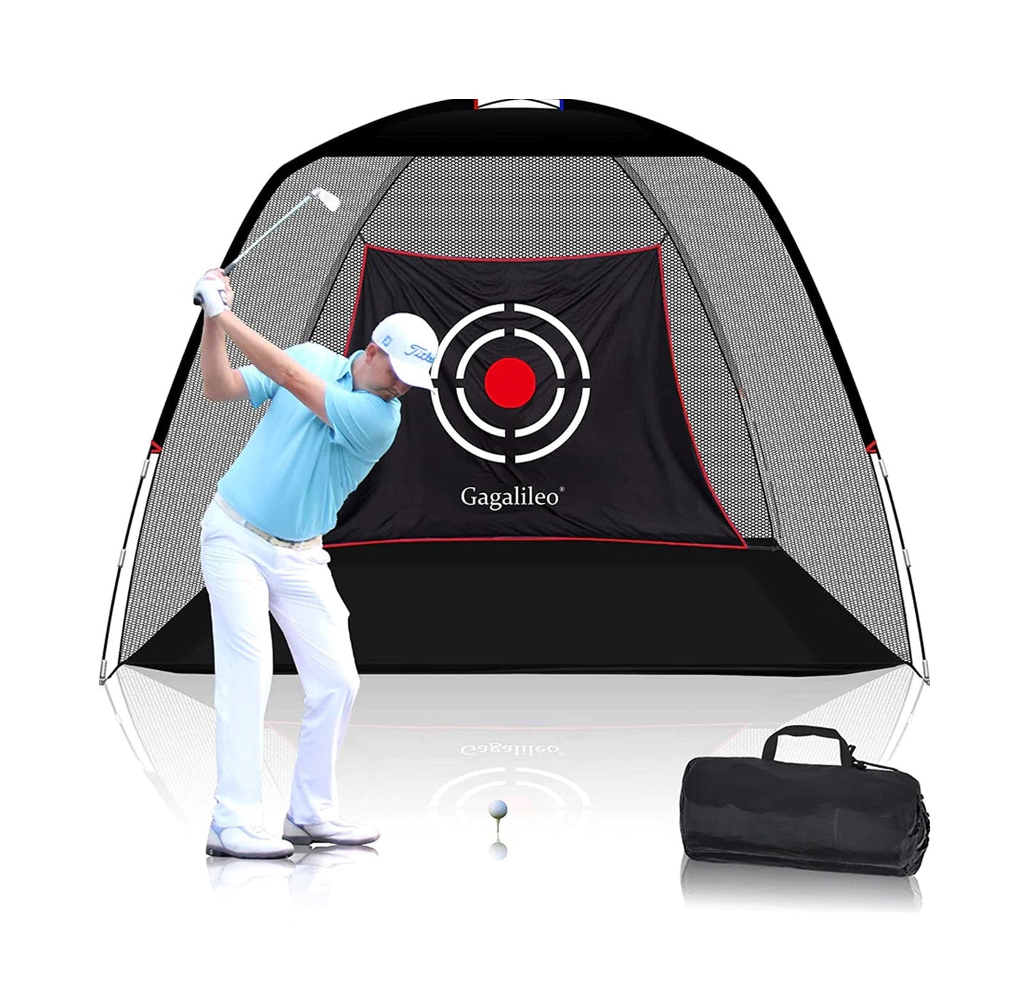 Kapler Golf Practice Net Complete Set: Real Golf Balls, Turf Mat, Tees, Target, Bag & Hat | Indoor/Outdoor Backyard | Perfect Gift for Men