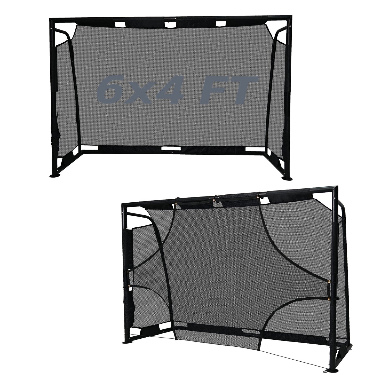 6x4FT Pop Up Soccer Goal Set - Complete Backyard Training Equipment with Ball, Target Cloth & Cones | Multi-Sport Use for Football, Baseball & Softball Practice