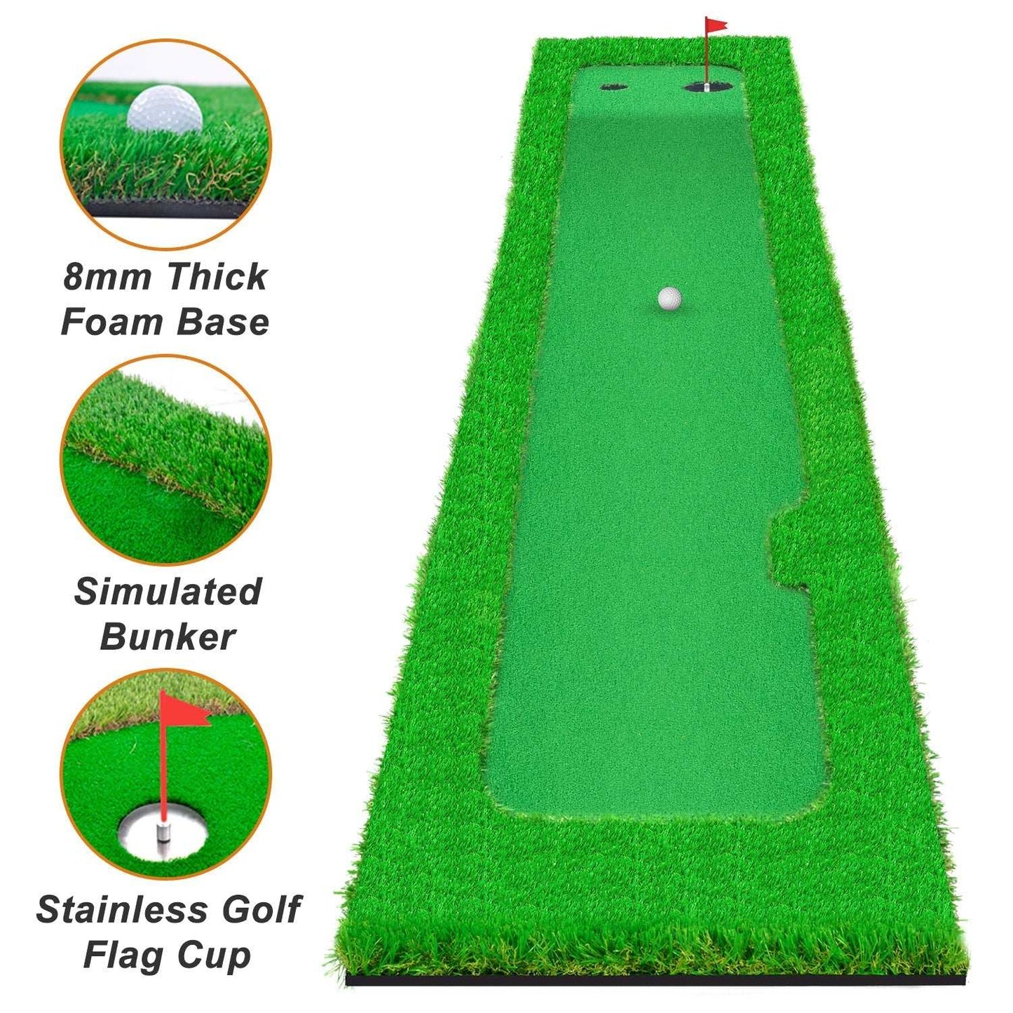 Kapler Golf Hitting Mats Golf Putting Training 10X1.6ft