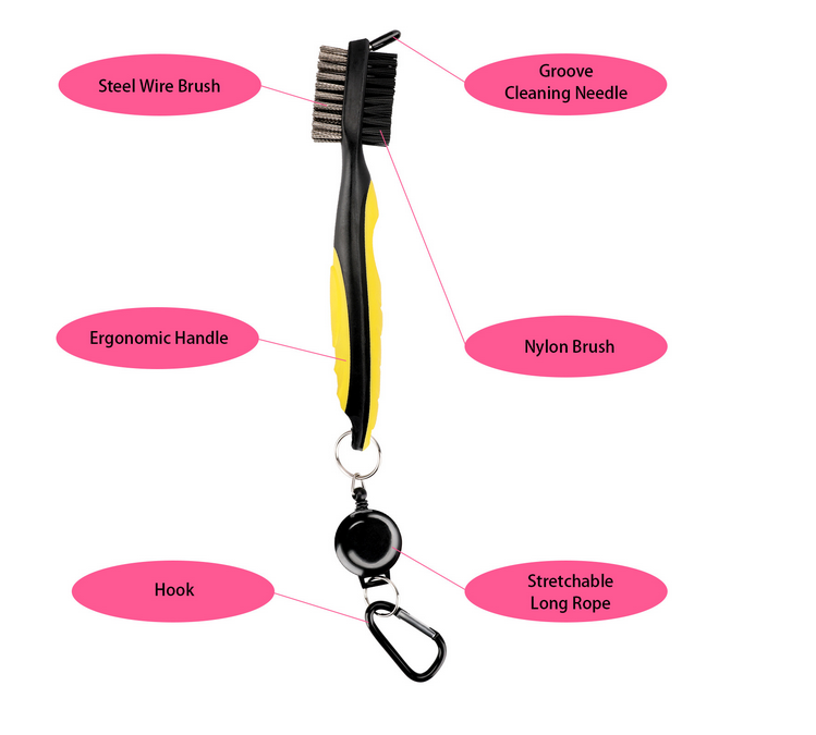 Double sided Ball brush with sheathed Brush Golf Club Brush Groove Cleaner | Kapler Sports