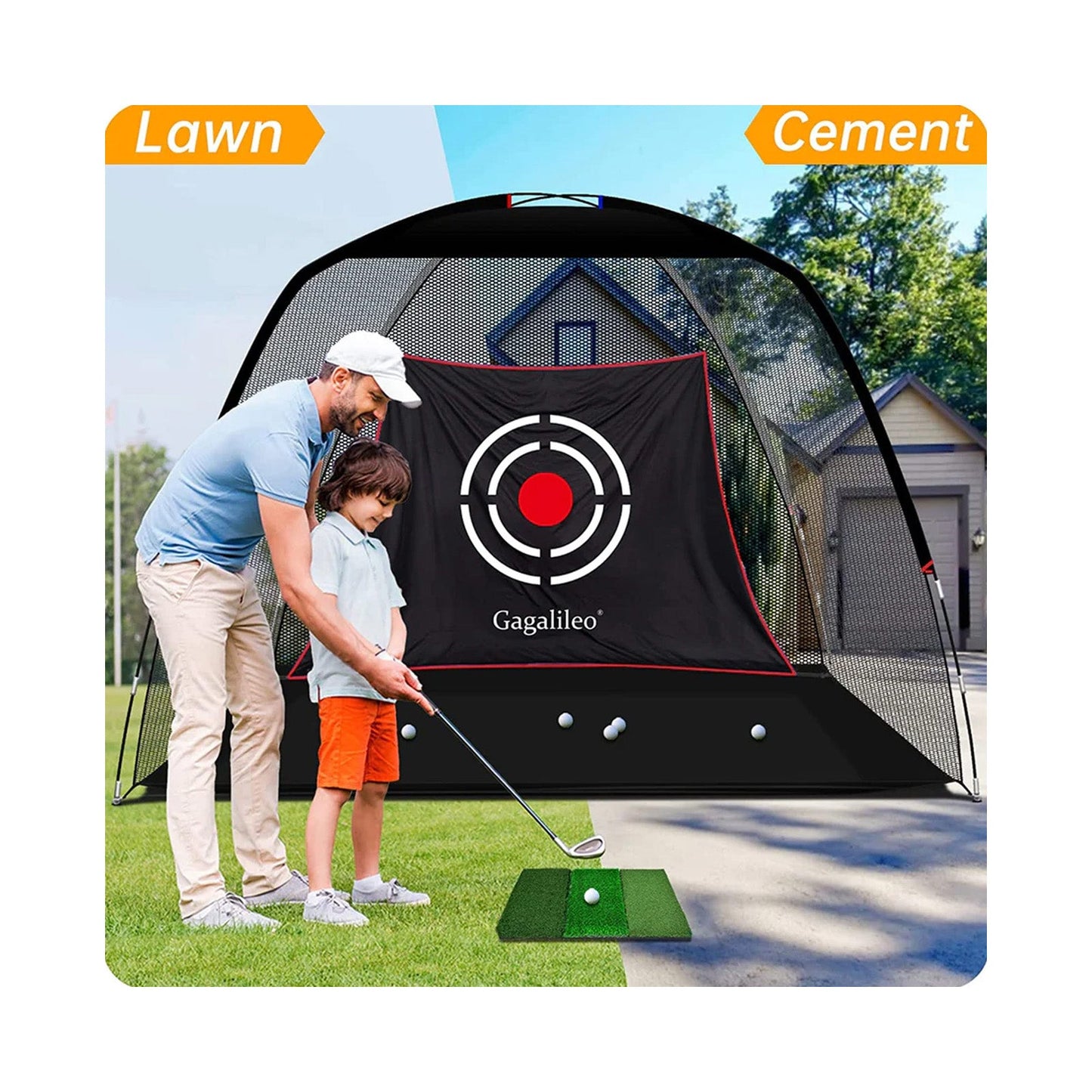 Kapler Golf Practice Net Complete Set: Real Golf Balls, Turf Mat, Tees, Target, Bag & Hat | Indoor/Outdoor Backyard | Perfect Gift for Men