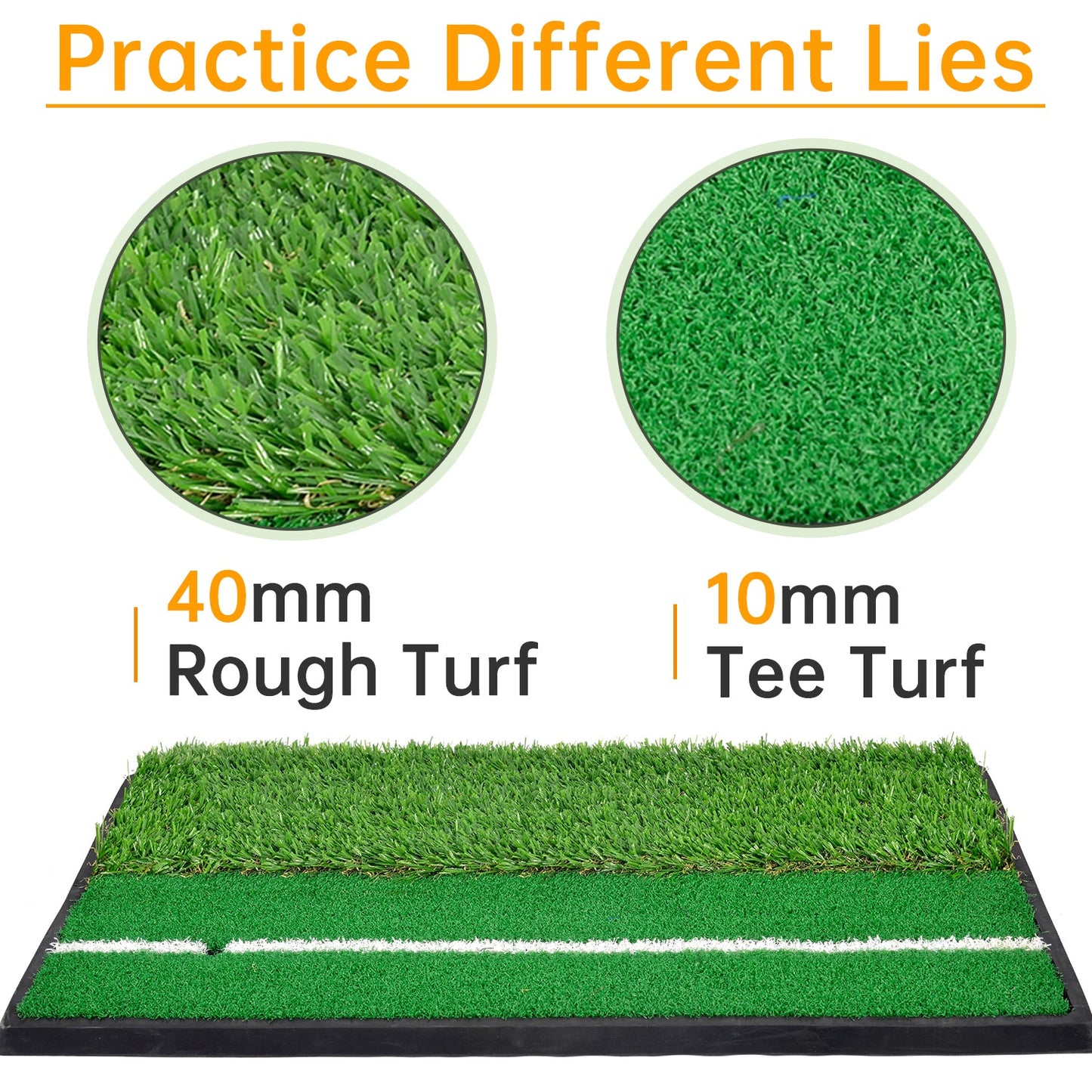 Kapler Sports Golf Hitting Mats Golf Turf Putting Grass Mat Golf Training Practice Turf with Tee Equipment | 12''x24''