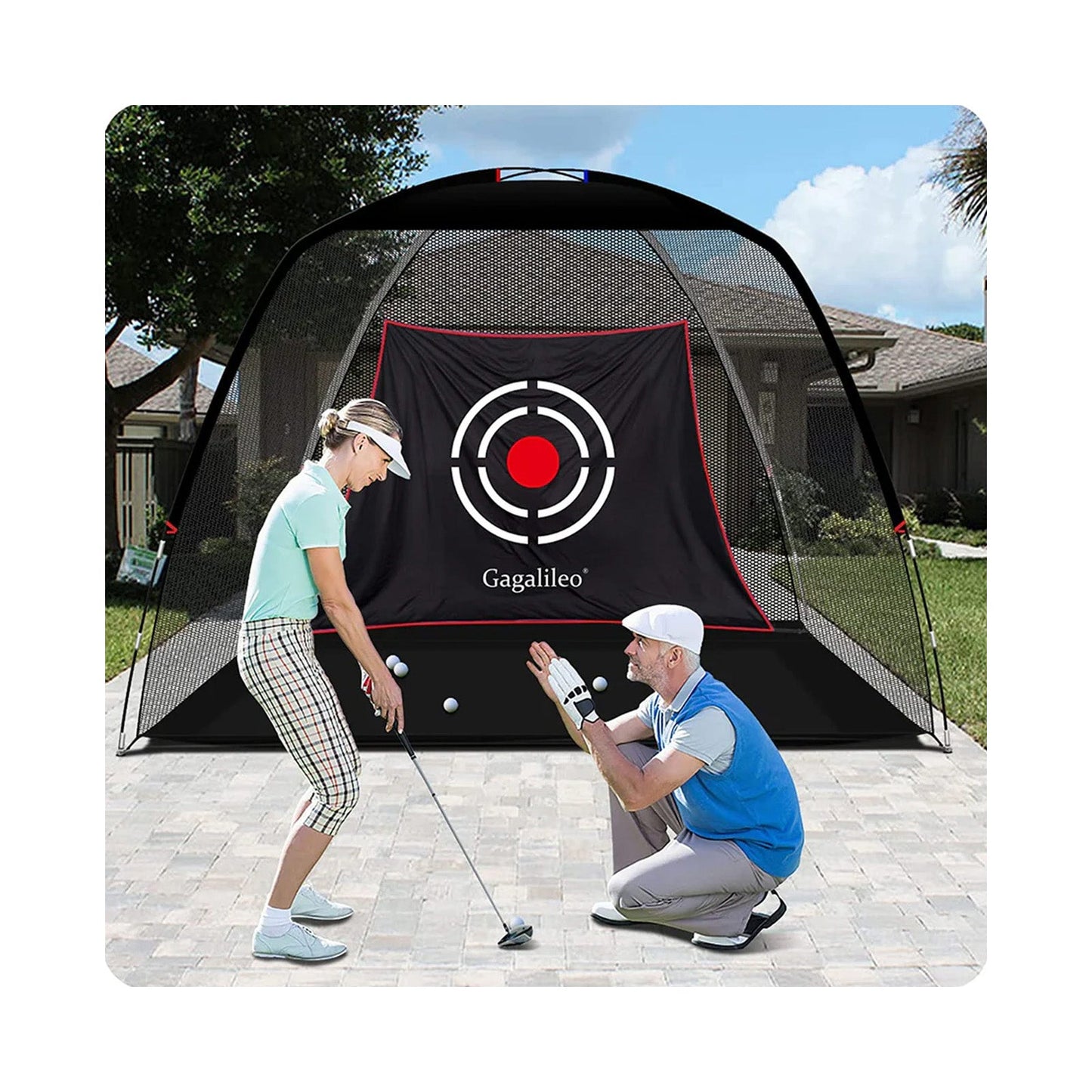 Kapler Golf Practice Net Complete Set: Real Golf Balls, Turf Mat, Tees, Target, Bag & Hat | Indoor/Outdoor Backyard | Perfect Gift for Men