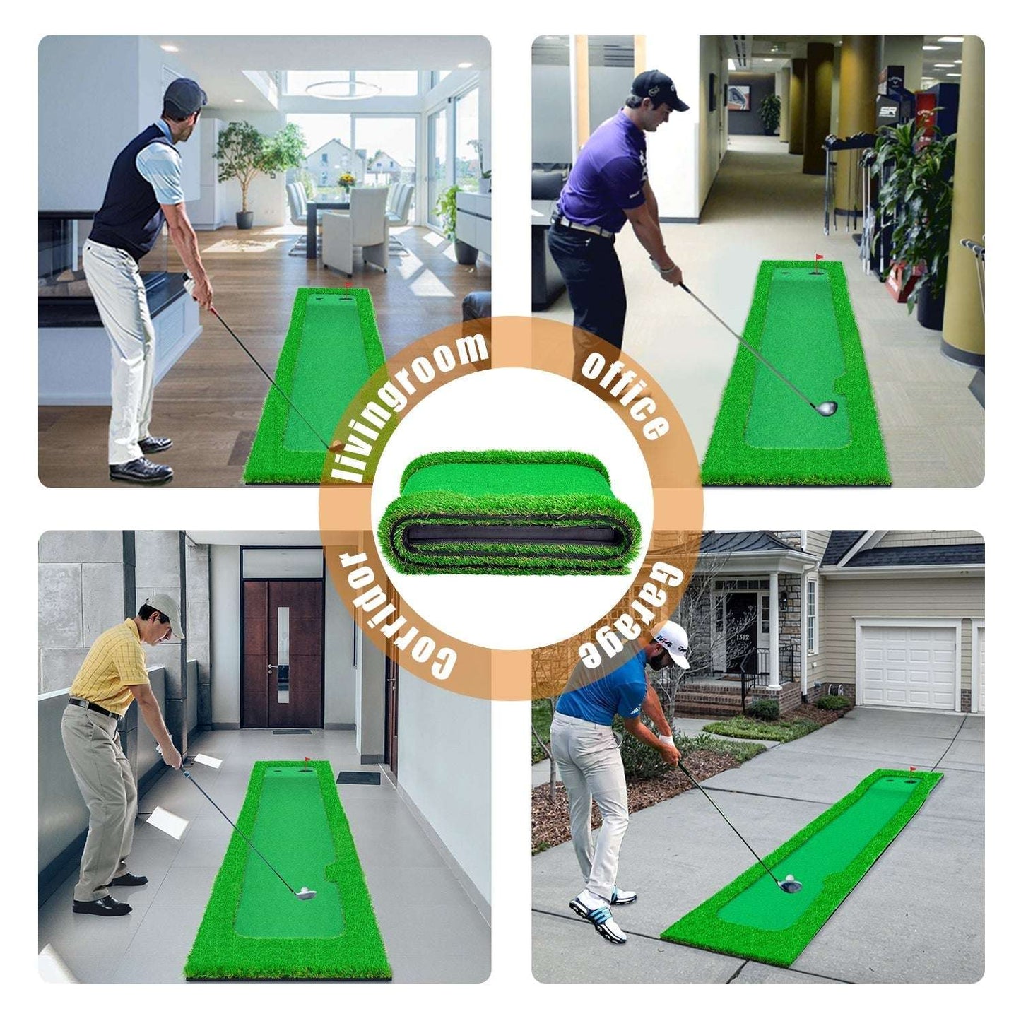 Kapler Golf Hitting Mats Golf Putting Training 10X1.6ft