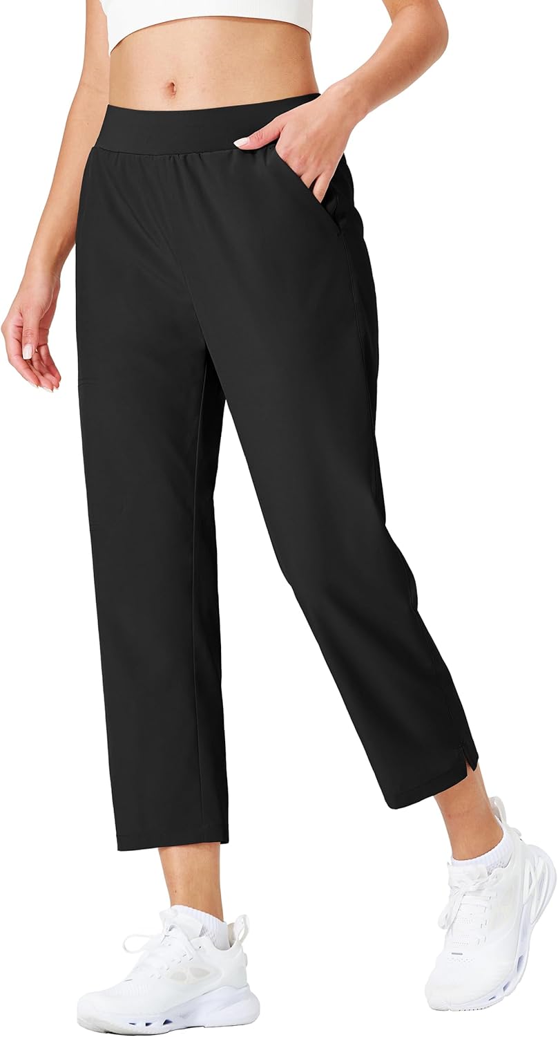 Kapler Women's Golf Pants Lightweight High Waisted 7/8 Ankle Pant with 4 Pockets for Athletic Lounge Travel Work