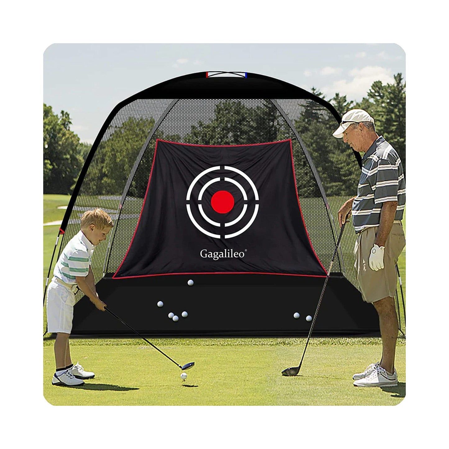 Kapler Golf Practice Net Complete Set: Real Golf Balls, Turf Mat, Tees, Target, Bag & Hat | Indoor/Outdoor Backyard | Perfect Gift for Men