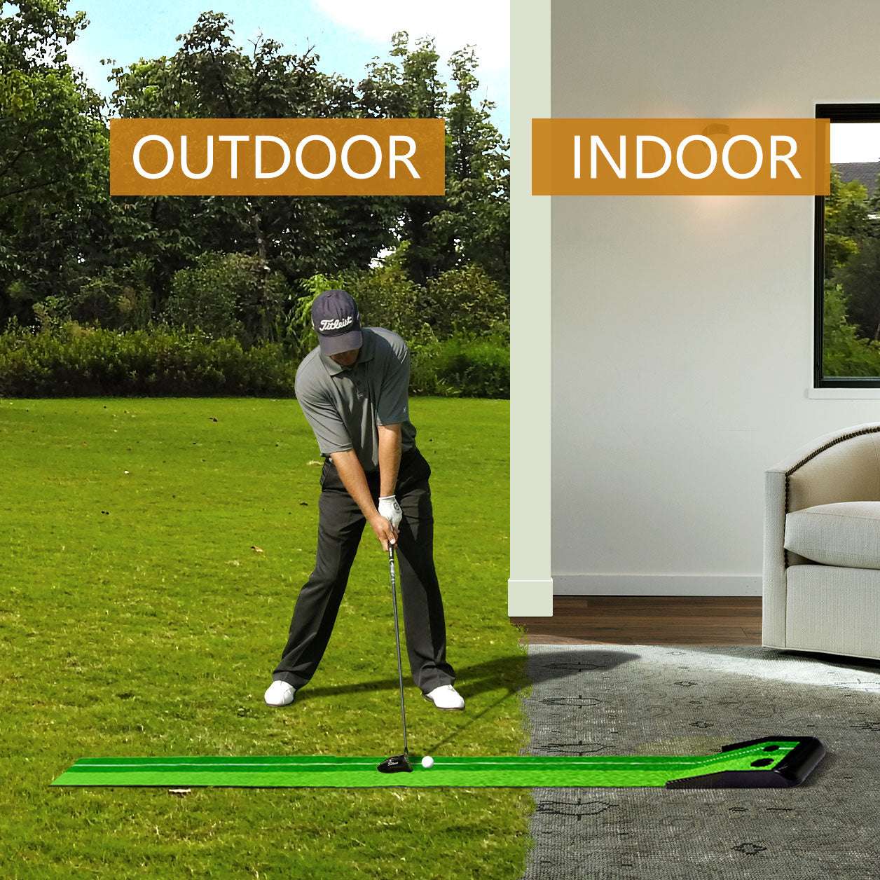 Kapler Golf Hitting Mats Golf Putting Training 102X15in