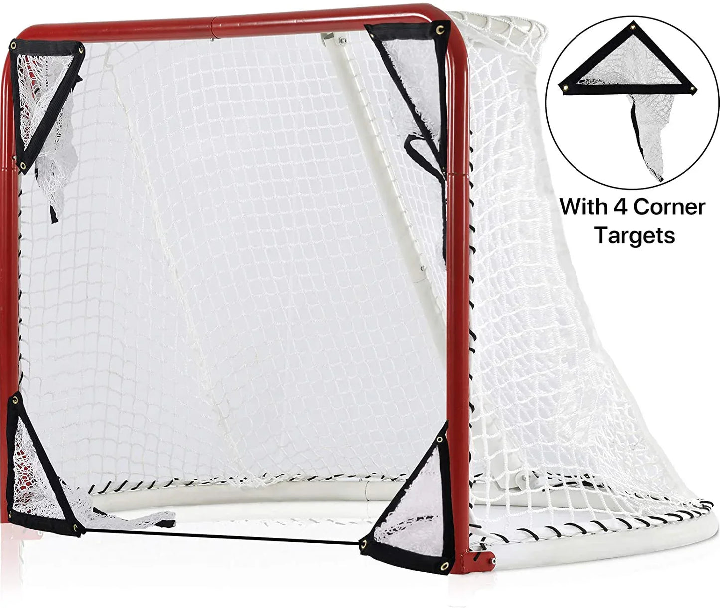 6'x3'X4'Foldable Hockey Goal Steel Hockey Net/ Red Frame and White Netting - Kapler Sports