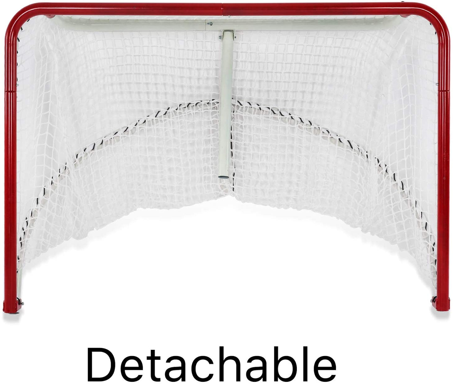 6'x3'X4'Foldable Hockey Goal Steel Hockey Net/ Red Frame and White Netting