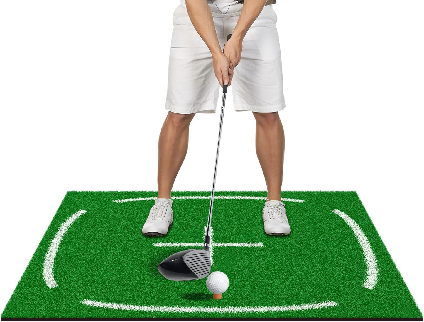 Kapler 5x5ft Premium Golf Hitting Mat - Dual-Alignment Training Mat with Swing Position Guides | Indoor/Outdoor Artificial Turf for Driving Range Practice | Ideal Golf Gift for Men & Golfers