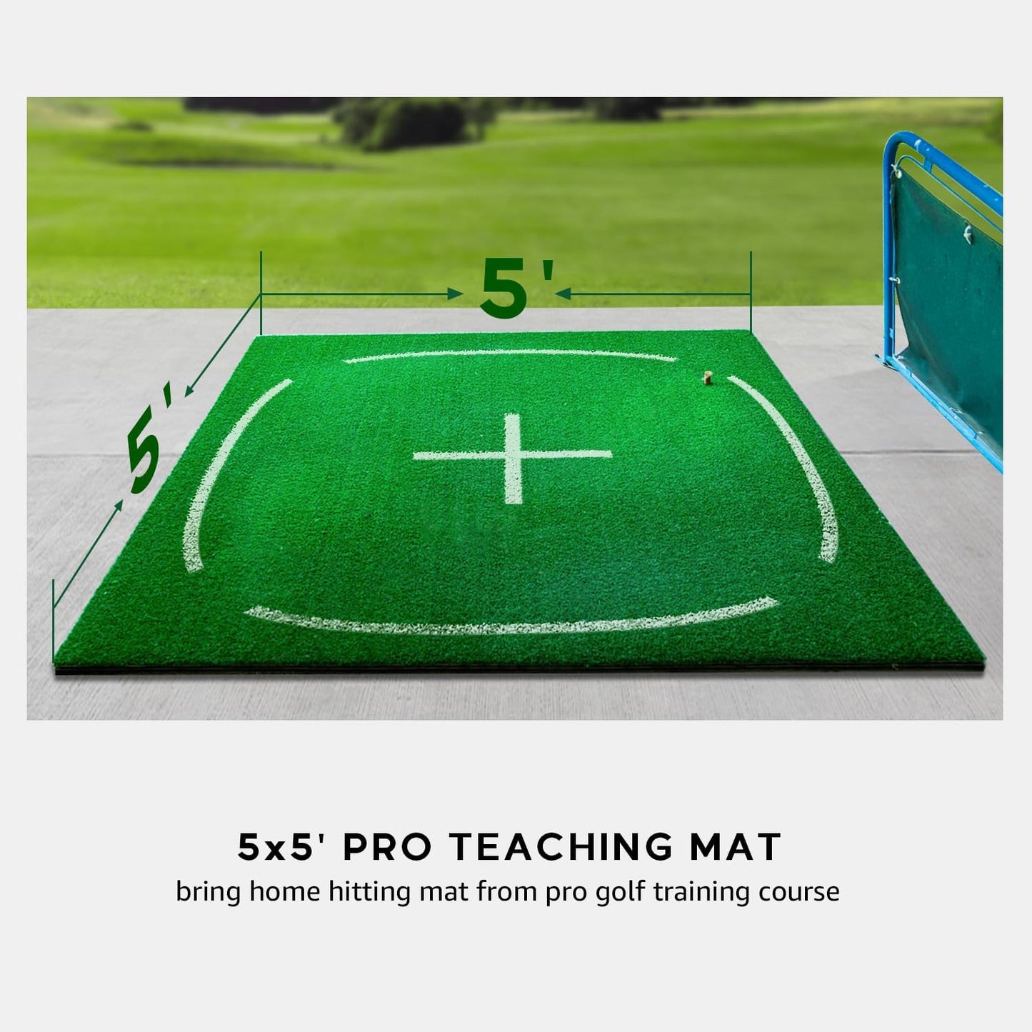 Kapler 5x5ft Premium Golf Hitting Mat - Dual-Alignment Training Mat with Swing Position Guides | Indoor/Outdoor Artificial Turf for Driving Range Practice | Ideal Golf Gift for Men & Golfers