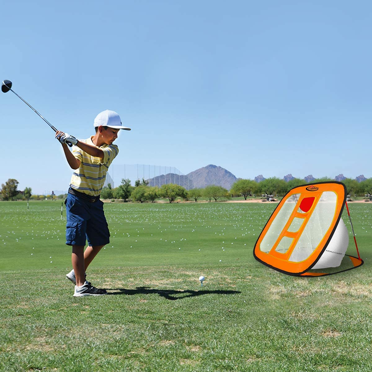 Golf Chipping Net Training Aids with Foam Training Balls(12 pack) | 25''X25''X20'' | Orange | Kapler Sports