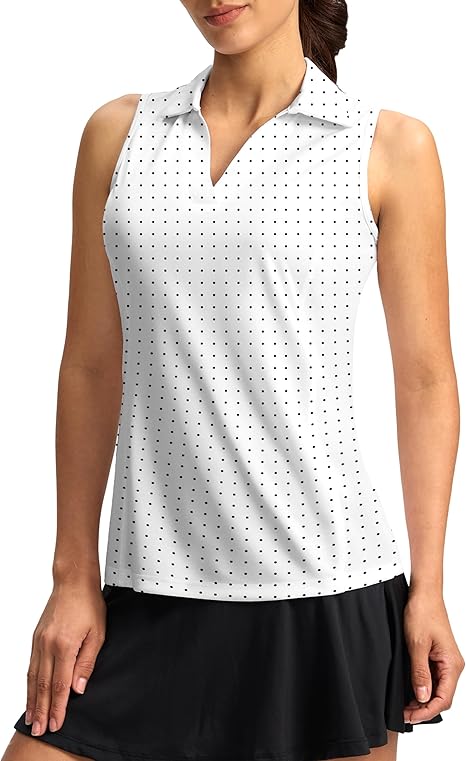 Kapler Women's Golf Shirt Sleeveless Lightweight V Neck Tennis Polo Shirts with Collar Quick Dry Athletic Tops for Women