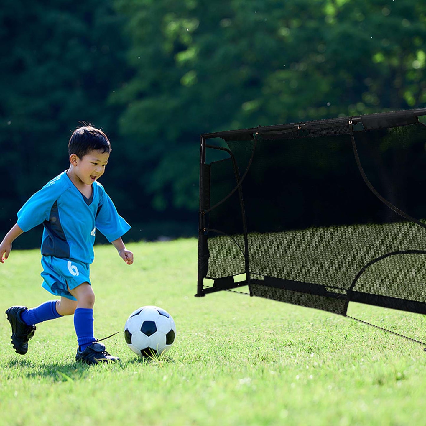 6x4FT Pop Up Soccer Goal Set - Complete Backyard Training Equipment with Ball, Target Cloth & Cones | Multi-Sport Use for Football, Baseball & Softball Practice
