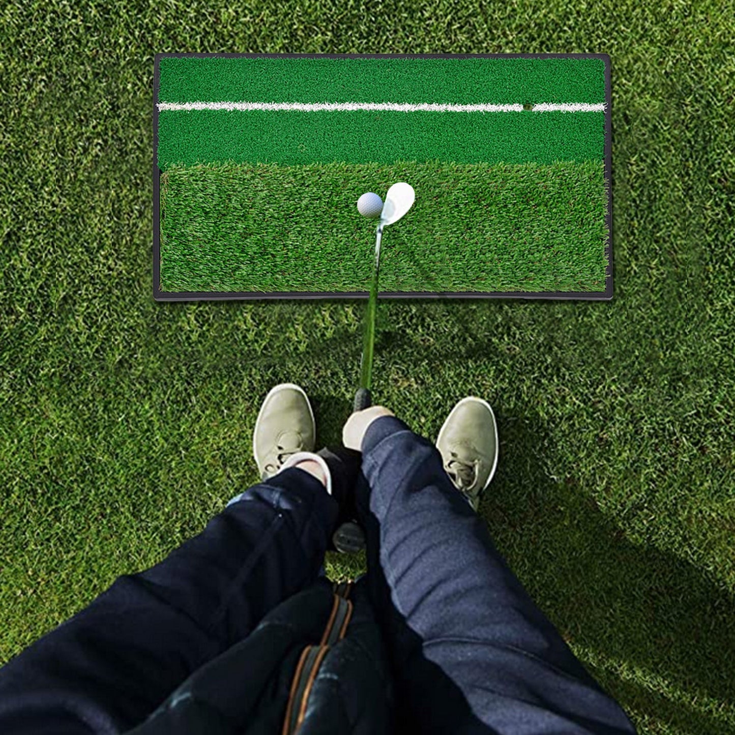 Kapler Sports Golf Hitting Mats Golf Turf Putting Grass Mat Golf Training Practice Turf with Tee Equipment | 12''x24''