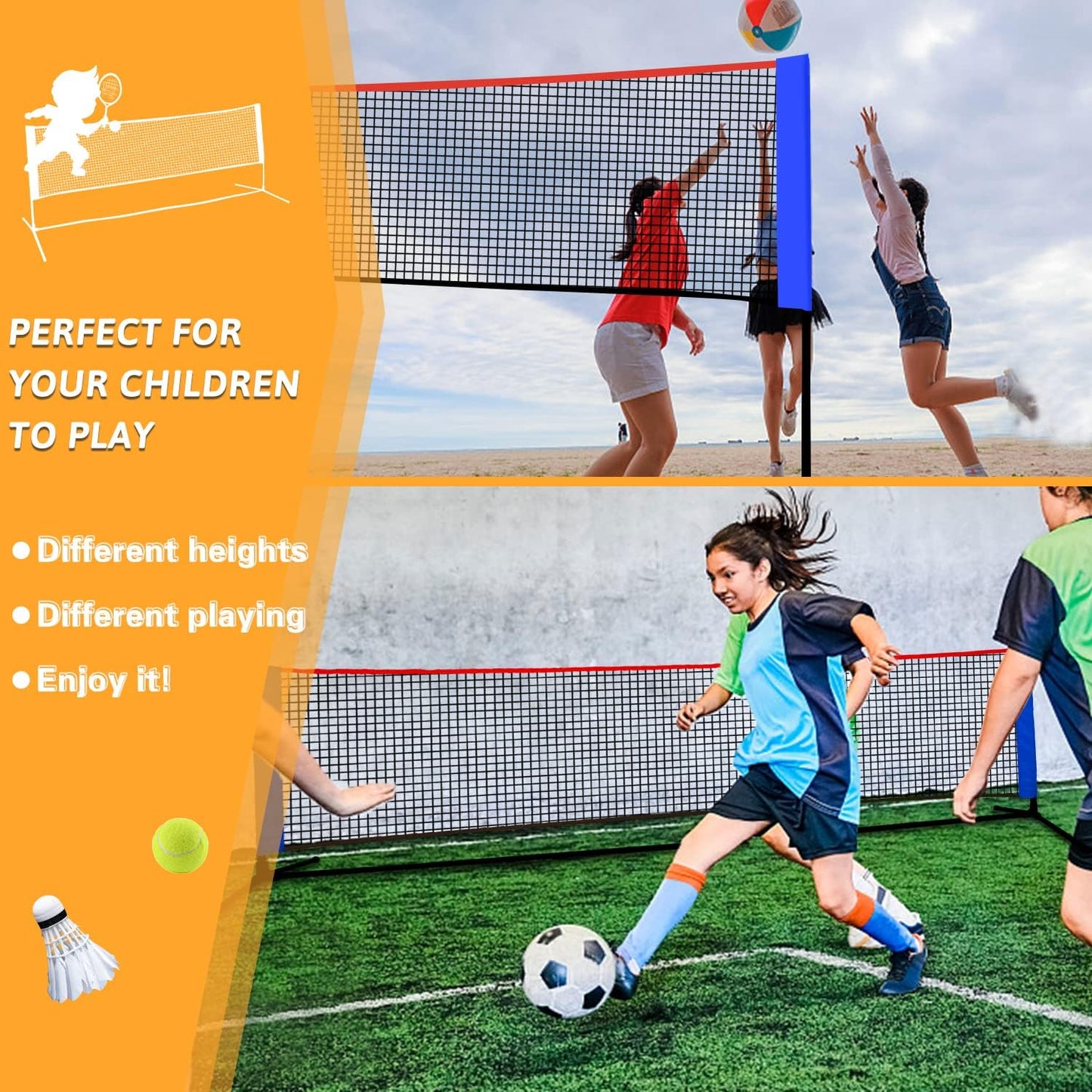 Kapler Portable Tennis /Badminton/Pickleball Net