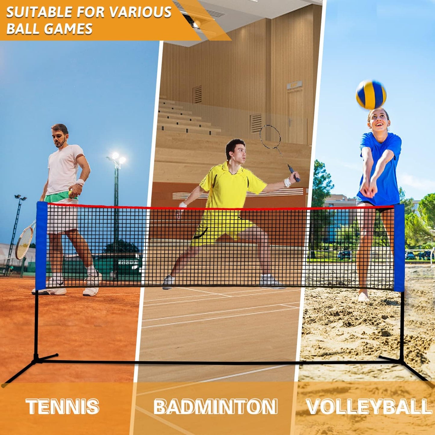Kapler Portable Tennis /Badminton/Pickleball Net