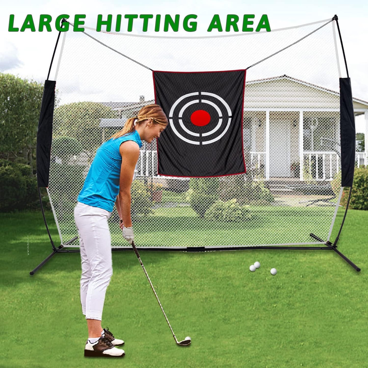 Kapler Portable Golf Driving Practice Net 7x7 FT with Carry Bag and Target