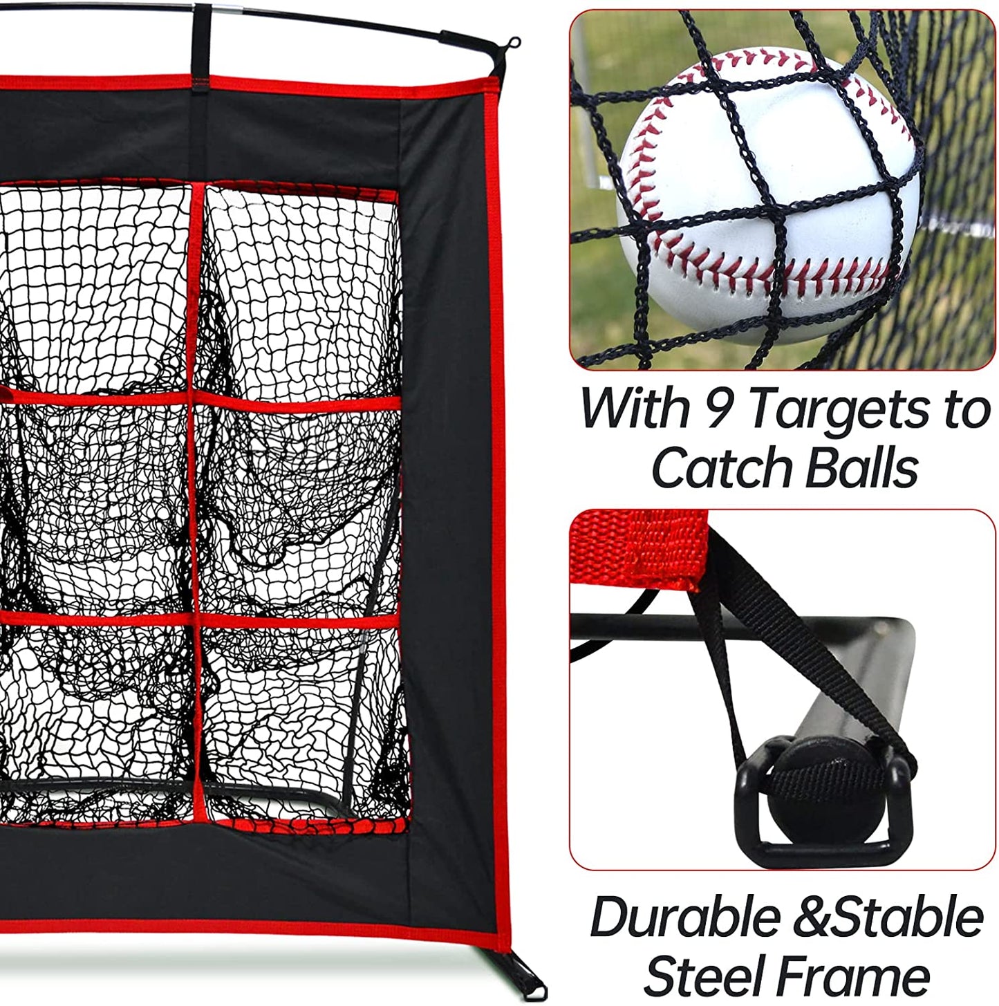 9 Hole Target Baseball Softball Pitching Net with Strike Zone-CAD