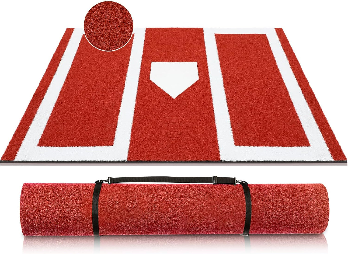 Leyndo Baseball Batting Mat Softball Pitching Mat 5mm Turf Inlaid Home Plate Anti Slip Backing Mat for Baseball Batting Cage Sports Training Backyard Indoor Outdoor