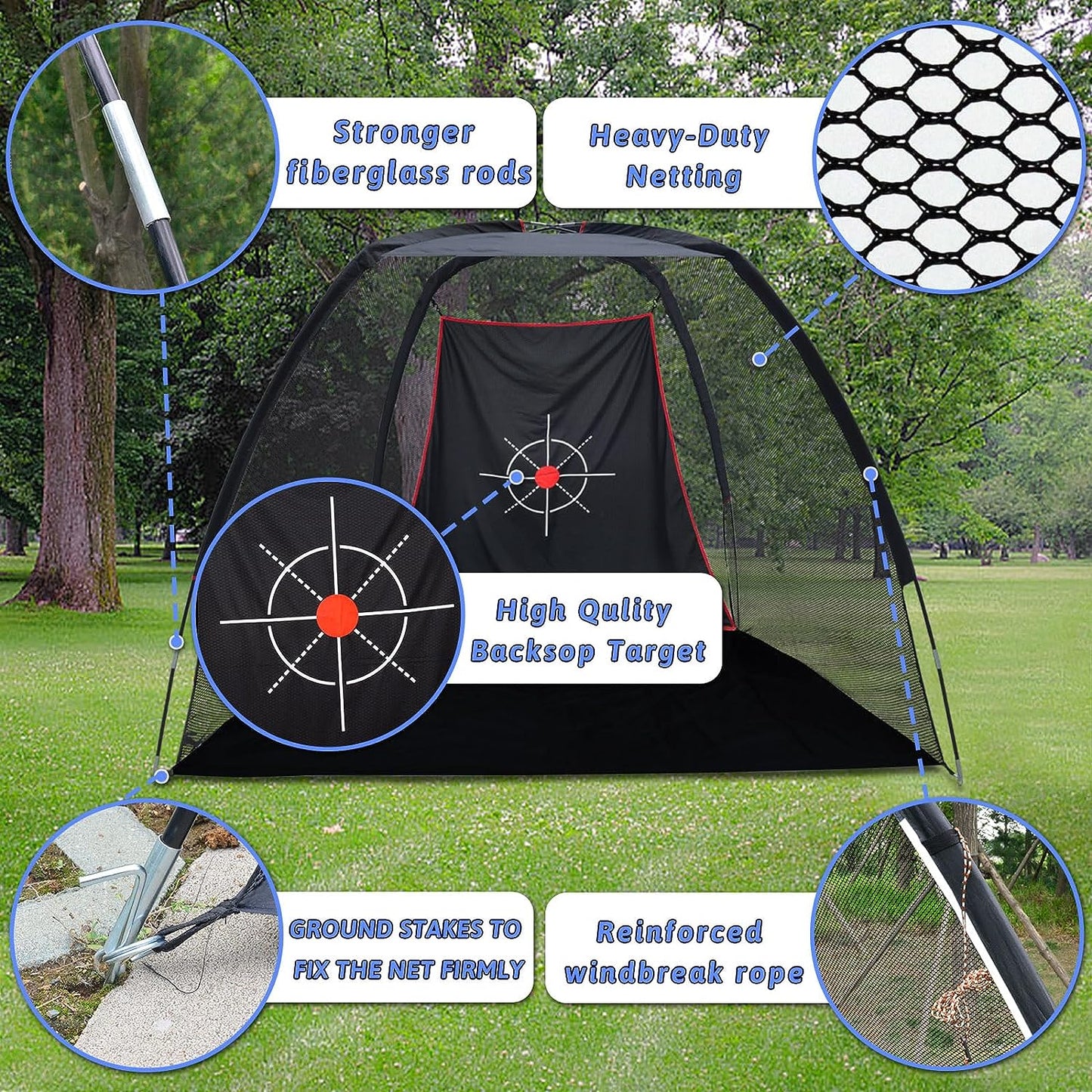 Kapler Portable Golf Net for Hitting Driving Golf Practice Nets 8x6FT