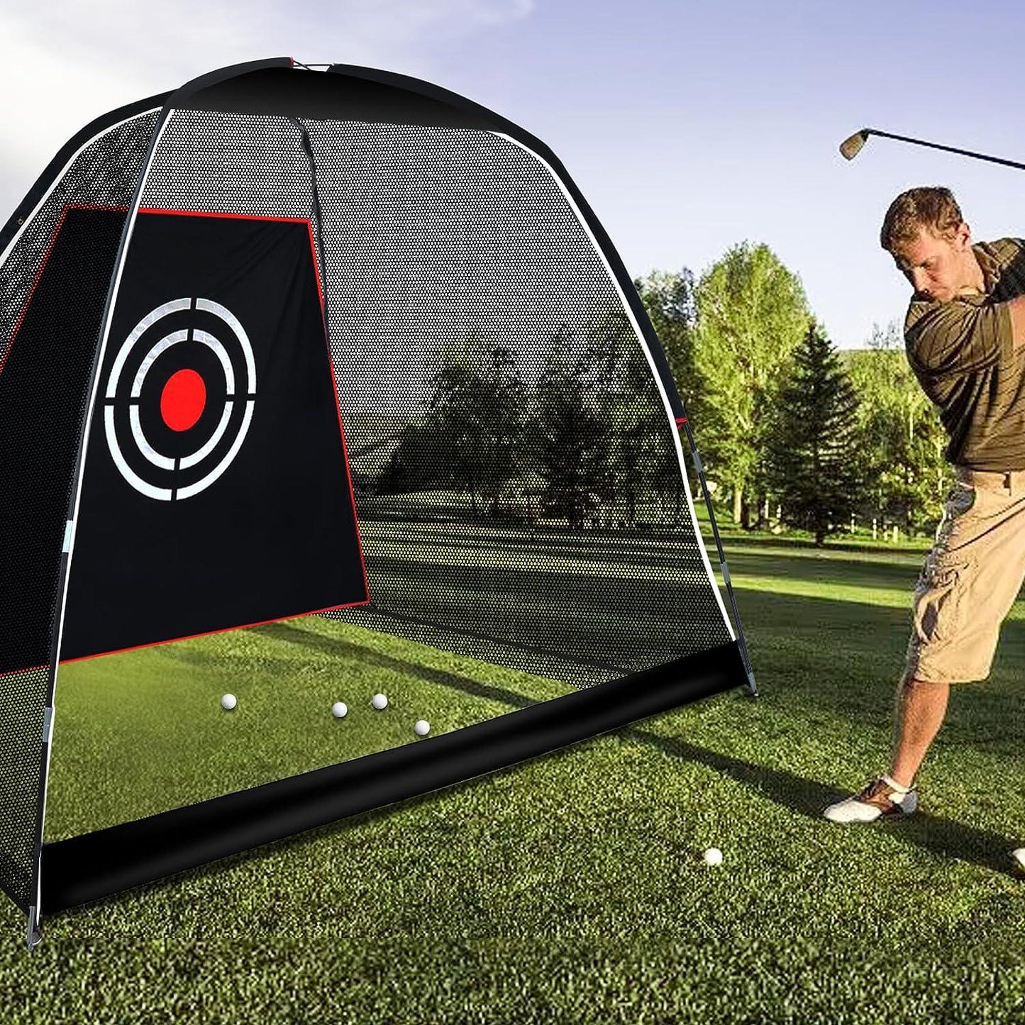 Kapler Portable Golf Driving Practice Net 10x7 FT with Carry Bag and Target - Kapler Sports