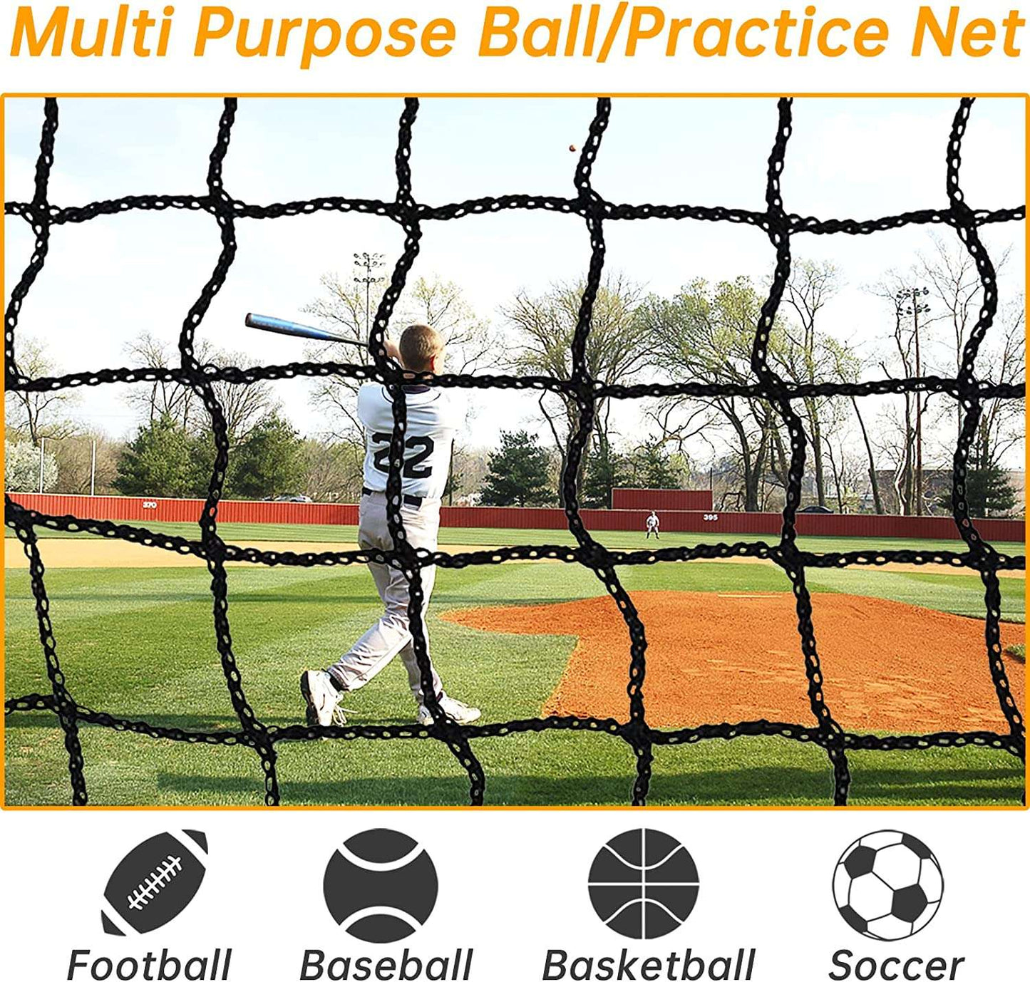 Kapler Baseball Replacement Hitting Net 22x12x10ft