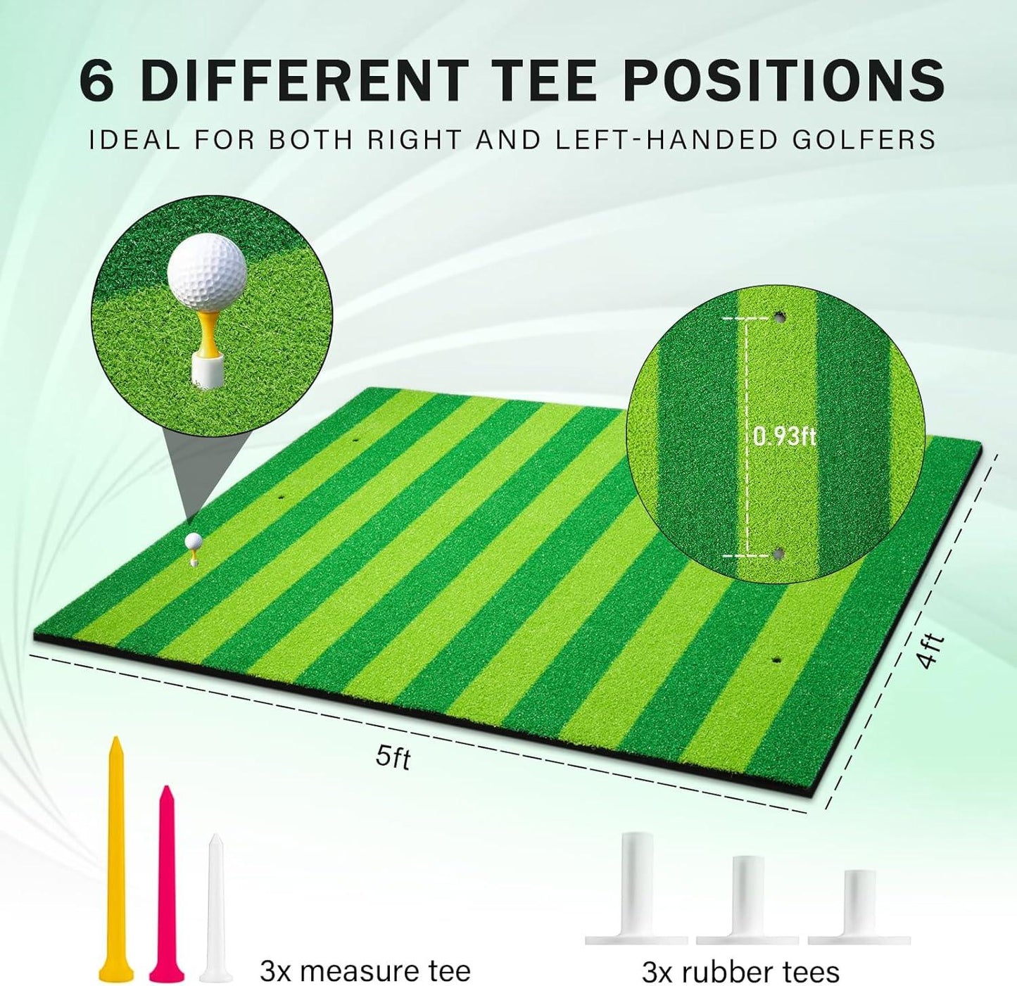 5x4FT Professional Golf Hitting Mat - 31mm Thickened Turf with Alignment Guides | Indoor/Outdoor Practice Mat for Driving, Chipping & Swing Training | Ideal Golf Gift for Men & Beginners - Kapler Sports