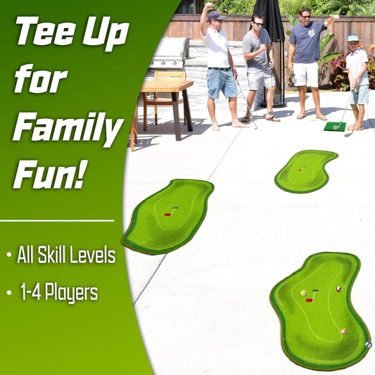 Professional Chipping Golf Game Mat - Indoor/Outdoor Practice Mat for Adults & Kids | Fun Backyard Training Set with Sticky Balls | Perfect for Family Yard Games & Skill Development - Kapler Sports
