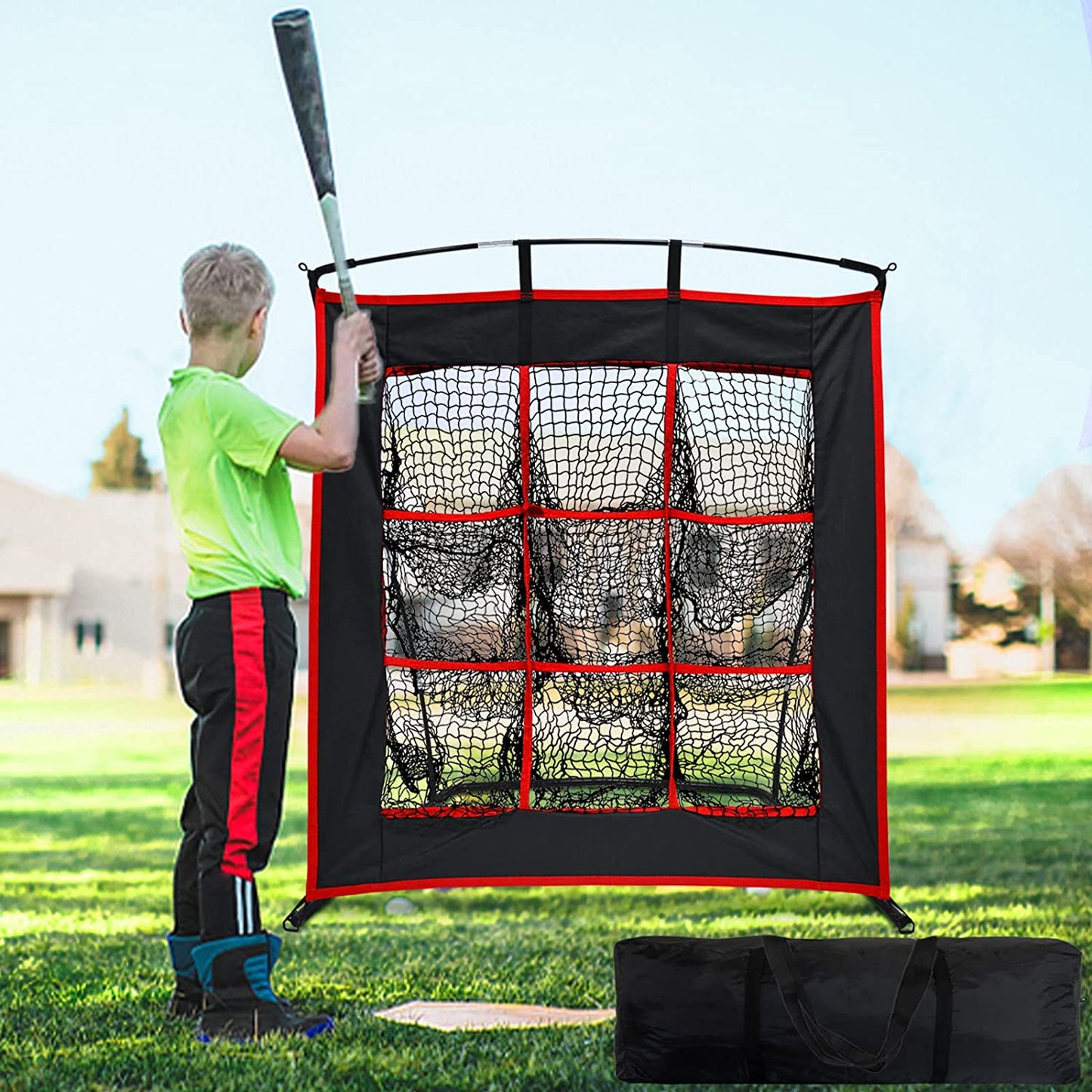 9 Hole Target Baseball Softball Pitching Net with Strike Zone-CAD