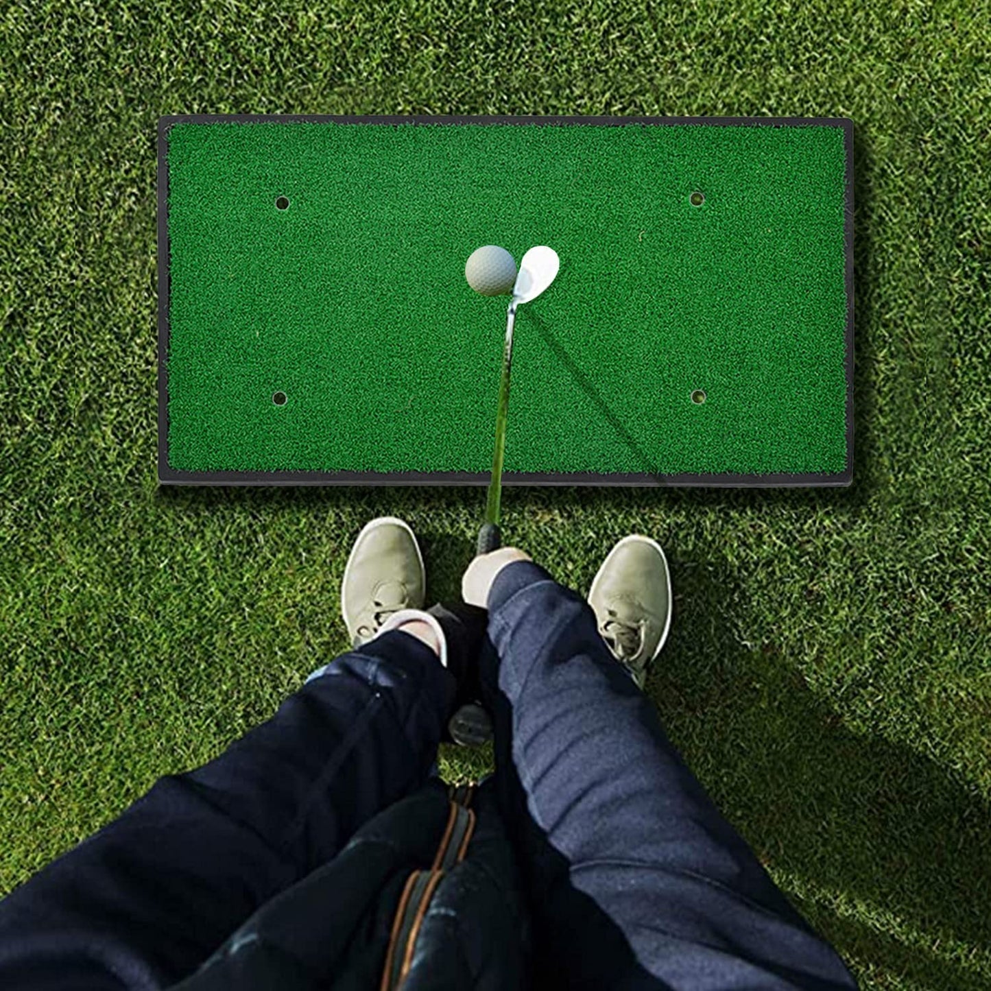 Kapler Sports Golf Hitting Mats Golf Turf Putting Grass Mat Golf Training Practice Turf with Tee Equipment | 12''x24''