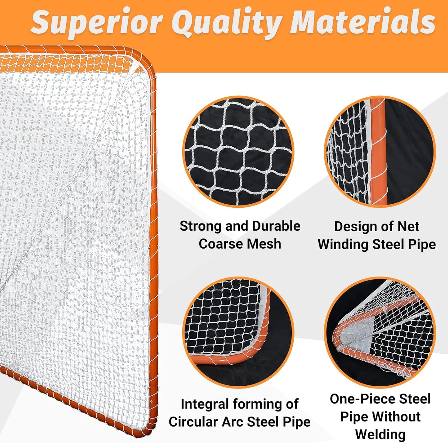 Kapler Regulation 6' x 6' Lacrosse Net with Steel Frame Portable Lacrosse Goal Collegiate Lacrosse Goals