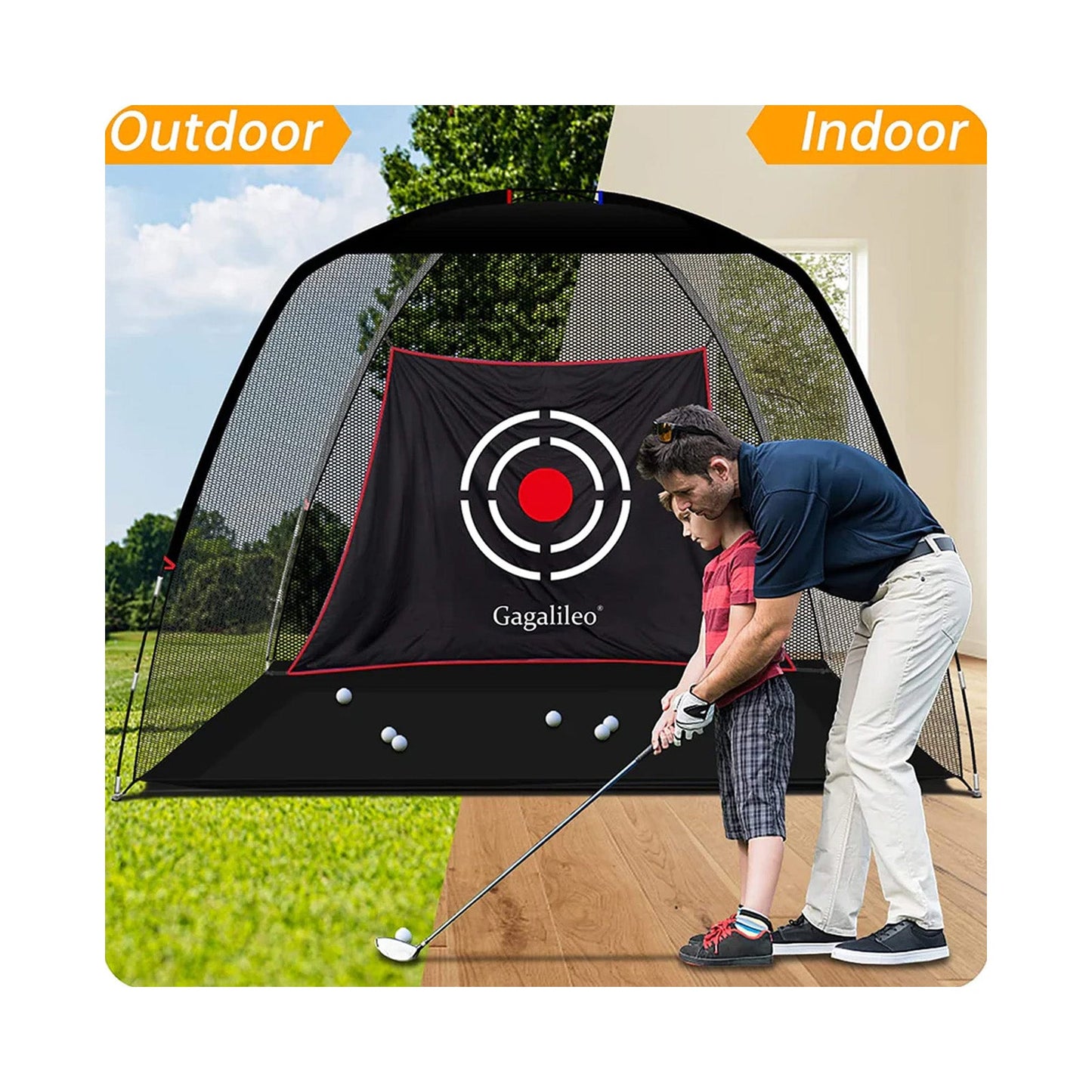 Kapler Golf Practice Net Complete Set: Real Golf Balls, Turf Mat, Tees, Target, Bag & Hat | Indoor/Outdoor Backyard | Perfect Gift for Men