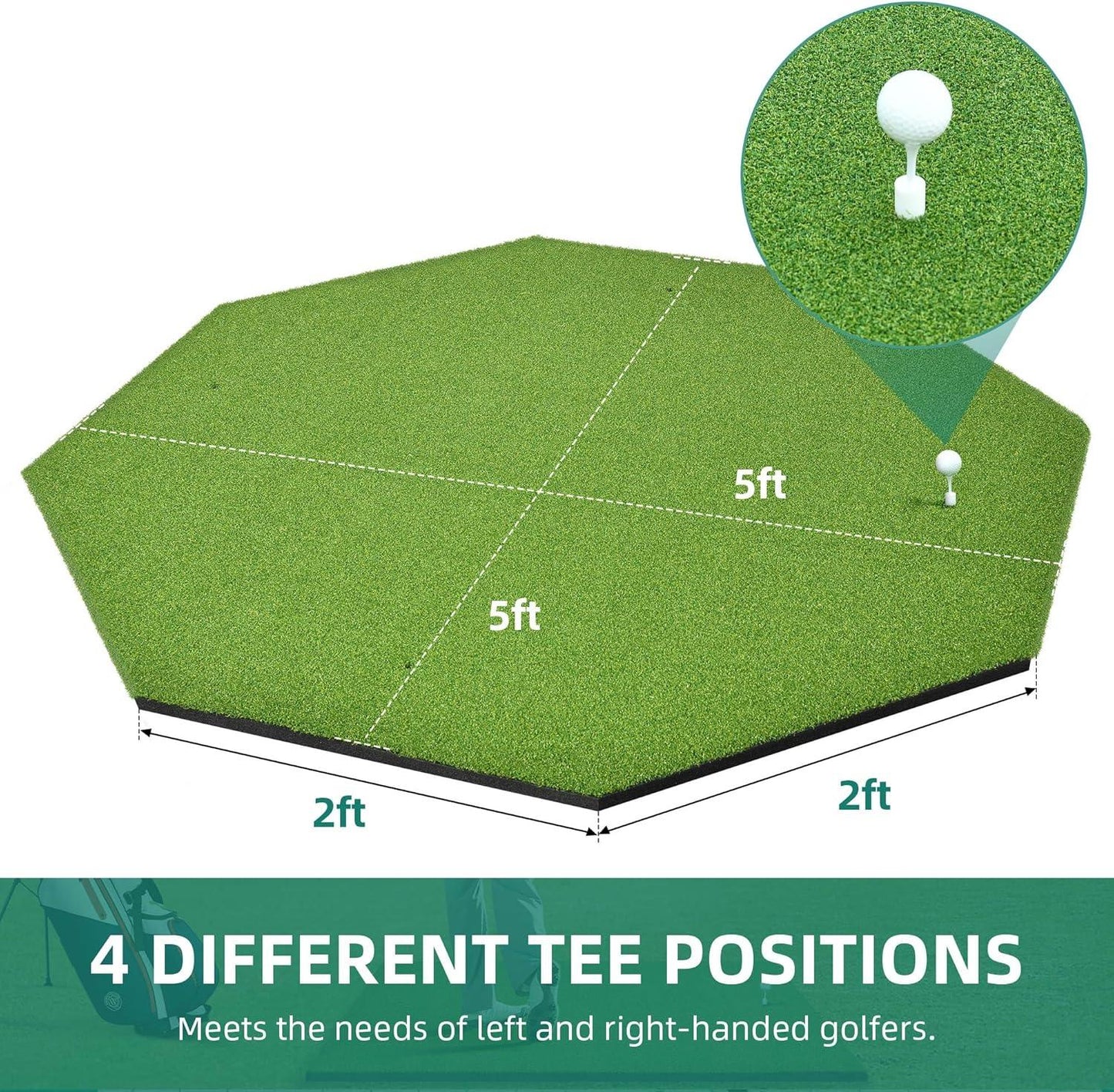 5x4FT Professional Golf Hitting Mat - 31mm Thickened Artificial Turf for Indoor/Outdoor Practice | Includes 9 PU Balls, 3 Rubber Tees & 7 Adjustable Tees | Driving & Swing Training Mat - Kapler Sports