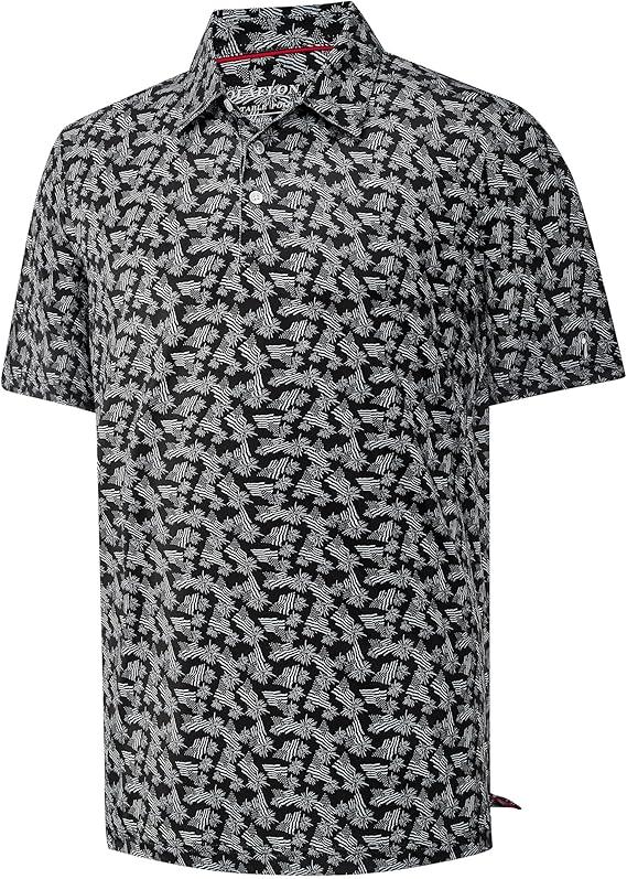 Mens Golf Shirt Moisture Wicking Dry Fit Print Performance Short Sleeve Polo Shirts for Men - Kapler Sports