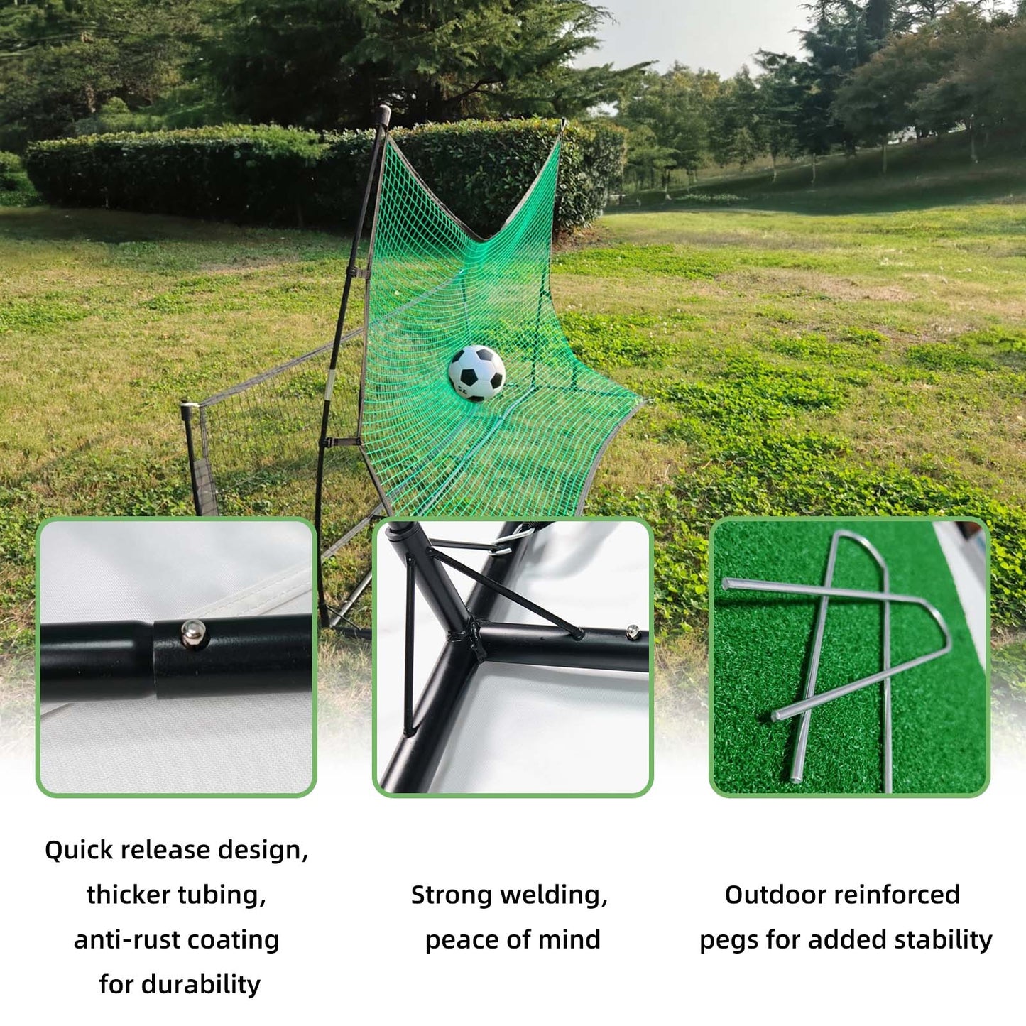 Portable Soccer Rebounder Net - Professional Football Training Equipment with Carry Bag | Solo & Team Practice for Passing, Volley & Shooting | Durable Iron Frame Construction 6X4 7X7FT