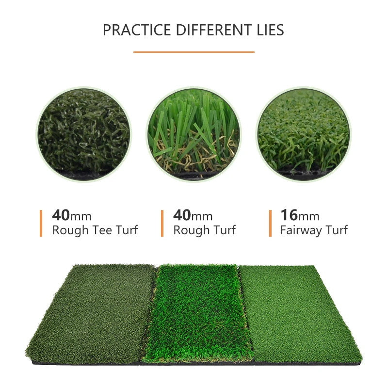 Kapler Golf Putting Mats Golf Turf Grass Mat 3-in-1 Golf Training with Adjustable Tees Equipment | 25''x16''