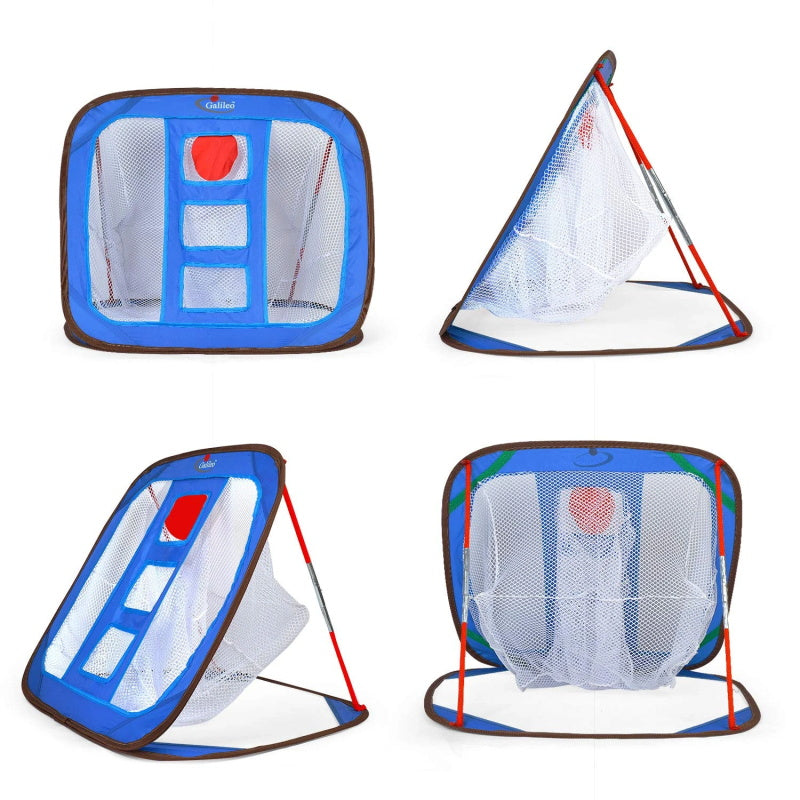 Golf Chipping Net Training Aids with Foam Training Balls(12 pack) |25" X25"X20'' | Blue | Kapler Sports