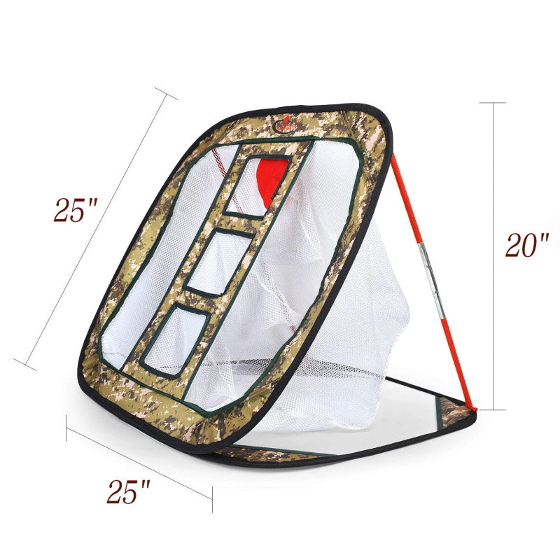 Golf Chipping Net Training Aids with Foam Training Balls(12 pack)| 25"X25"X20''| Camouflage | Kapler Sports