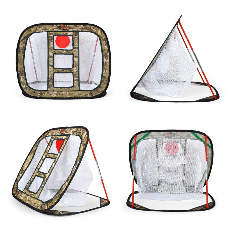 Golf Chipping Net Training Aids with Foam Training Balls(12 pack)| 25"X25"X20''| Camouflage | Kapler Sports