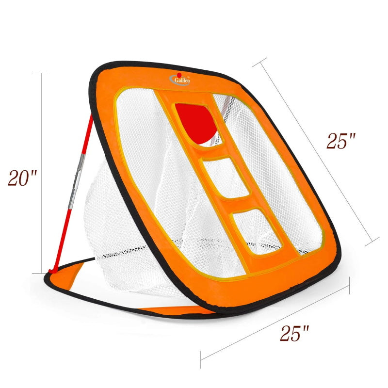Golf Chipping Net Training Aids with Foam Training Balls(12 pack) | 25''X25''X20'' | Orange | Kapler Sports