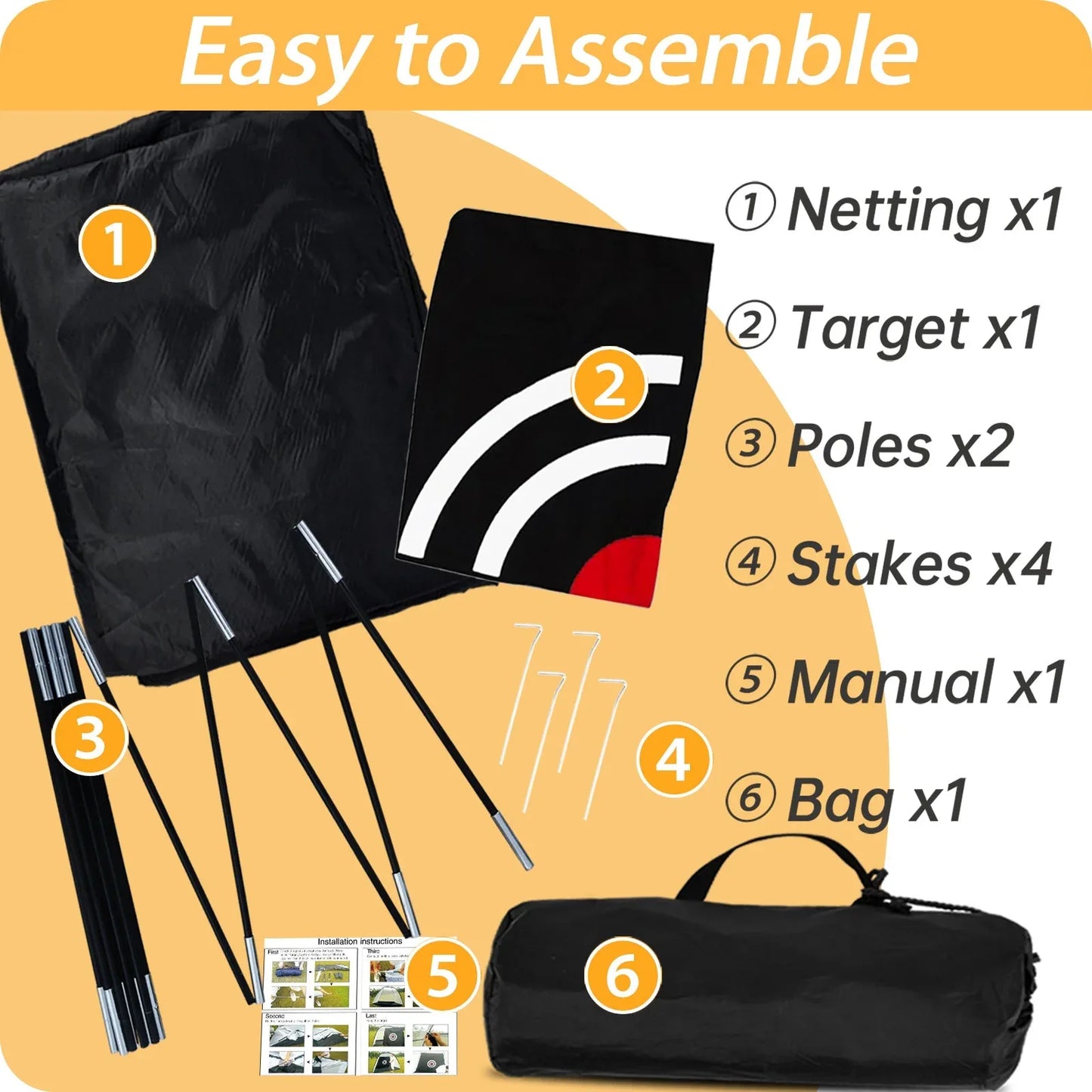 ゴルフネット 2x1.5x1m 屋内外練習ネット、取り付け簡単、キャリングバッグ付きJP - Kapler Sports