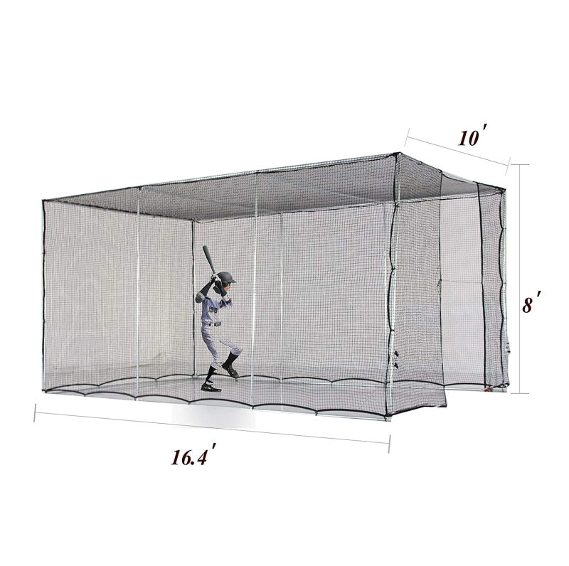 Baseball Softball Batting Cage with Wheels Rolling, Portable to Move| 16.4'X10'X8' | Kapler Sports-JP