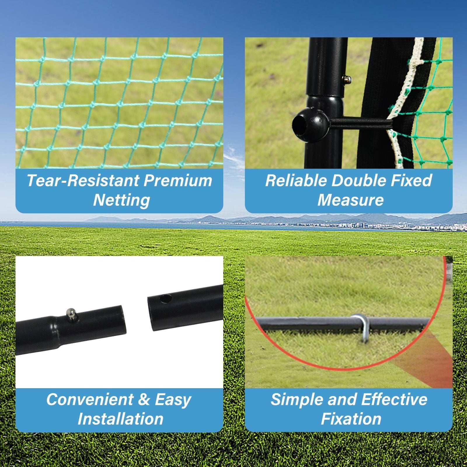 Multi-Sport Rebounder Net C Baseball, Softball, Volleyball & Lacrosse Trainer for Solo Practice, Fielding & Drills