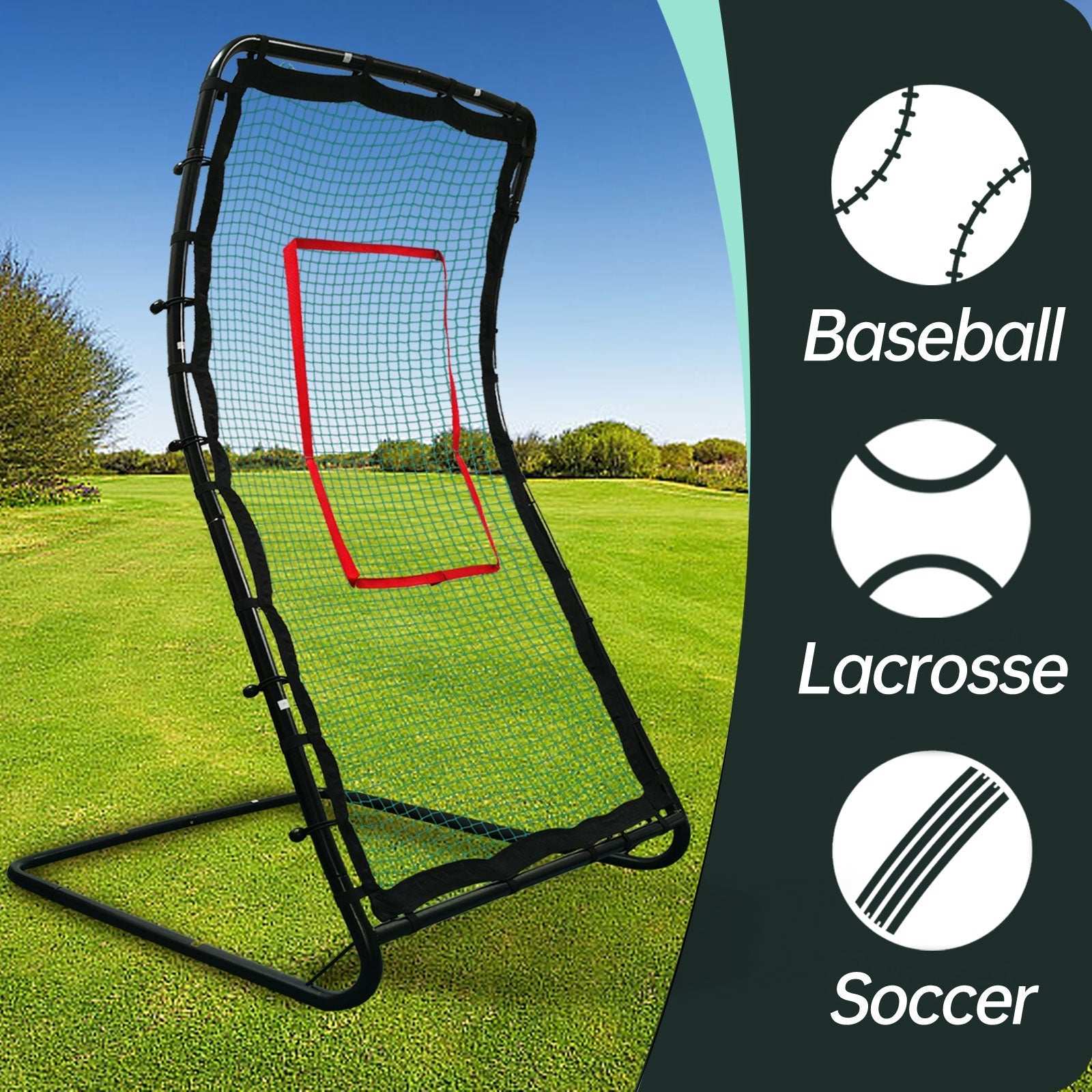 Multi-Sport Rebounder Net C Baseball, Softball, Volleyball & Lacrosse Trainer for Solo Practice, Fielding & Drills
