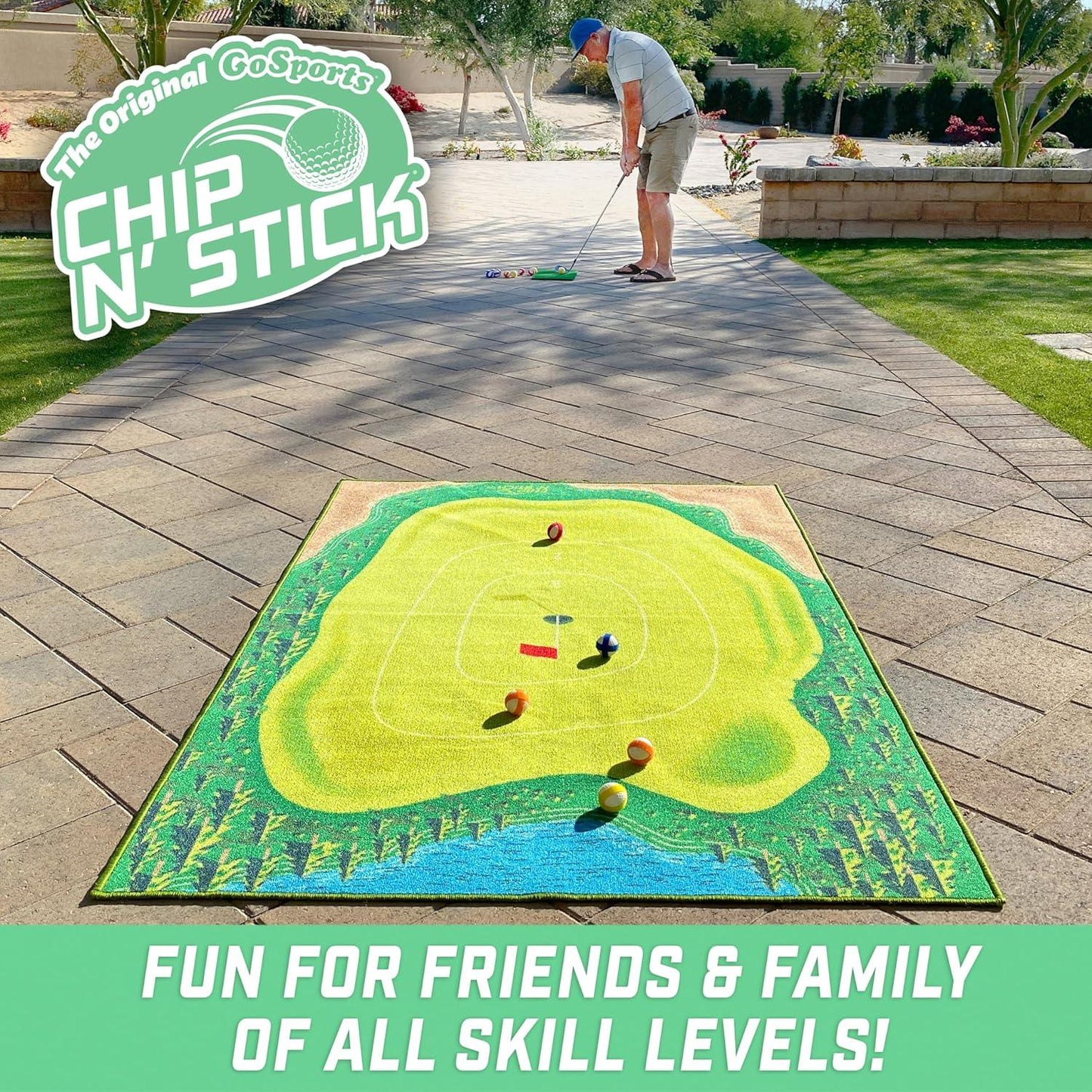 Chip N' Stick - Choose Classic, Darts or Islands - Giant Golf Games with Balls and Chipping Mat - Kapler Sports