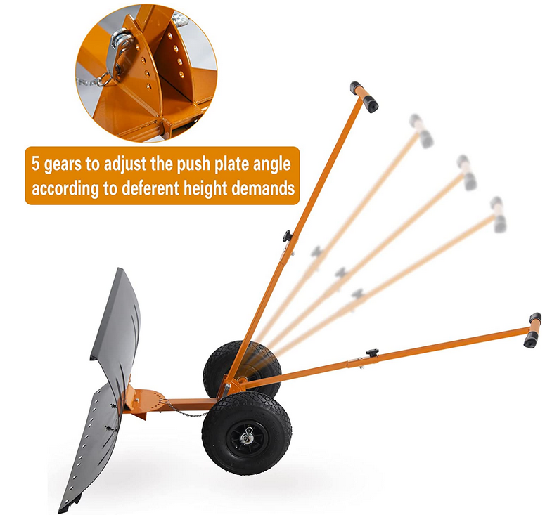 Rolling Snow Pusher, 29"x19"Snow Shovel with Wheels Driveway, Hand Push Pavement Snow Removal Tool